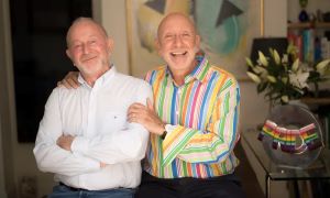 Tom with David, the lottery’s co-founder and his partner of 43 years.